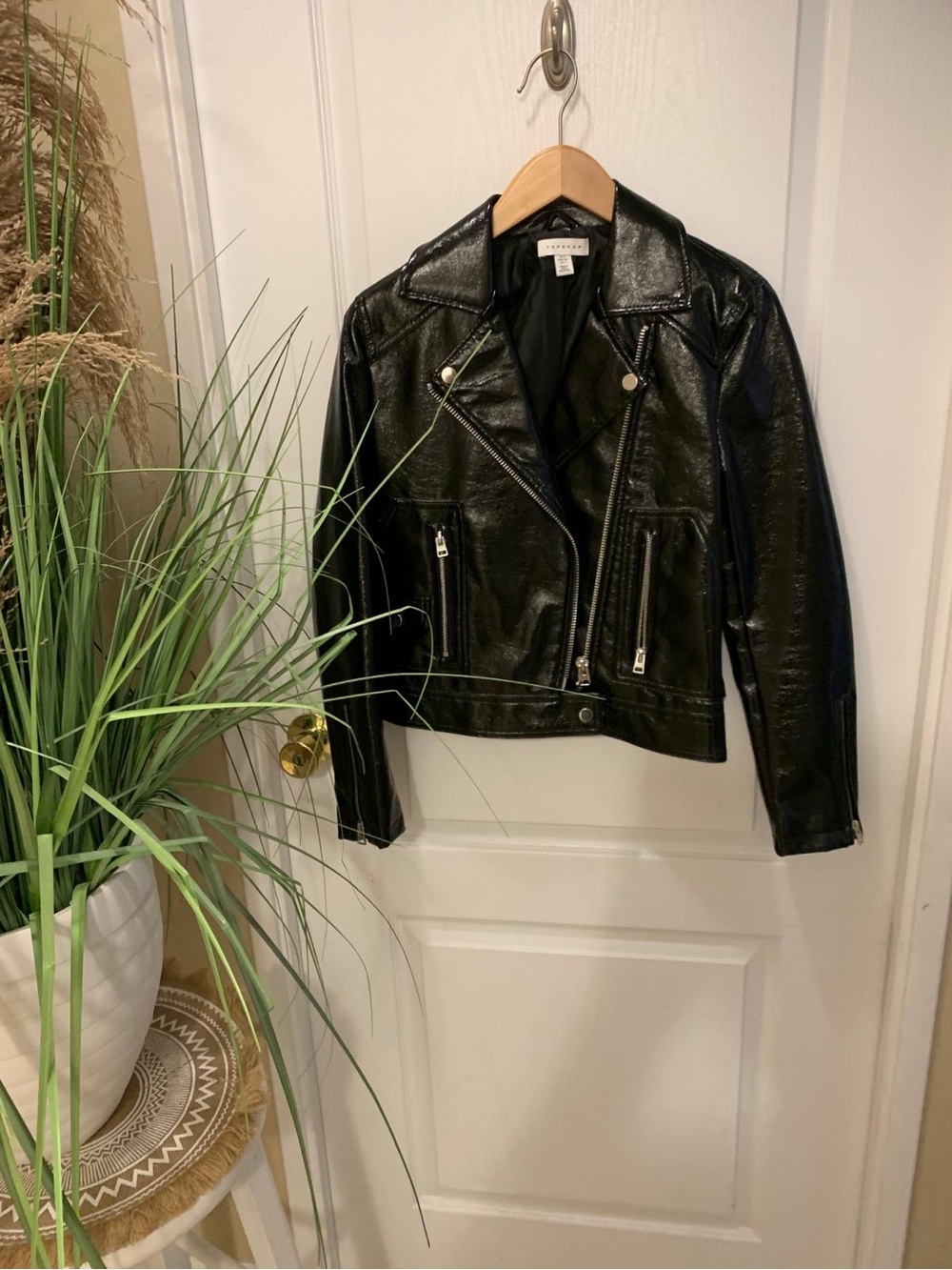 Topshop Black Patent Leather Jacket